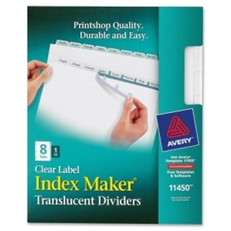 Salurinn Supplies Recycled Index Maker Translucent Label Divider - Clear - 8 Tab SA3478305